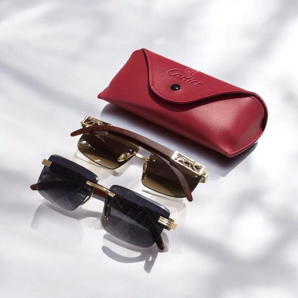 Cartier Luxury Sunglasses - Gold Rimless Design - Image 8