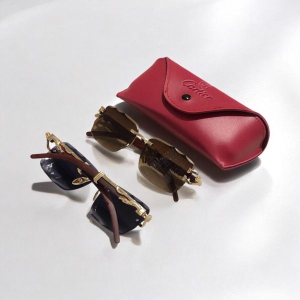Cartier Luxury Sunglasses - Gold Rimless Design - Image 3