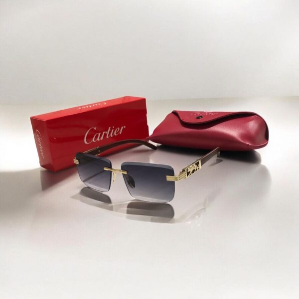 Cartier Luxury Sunglasses - Gold Rimless Design